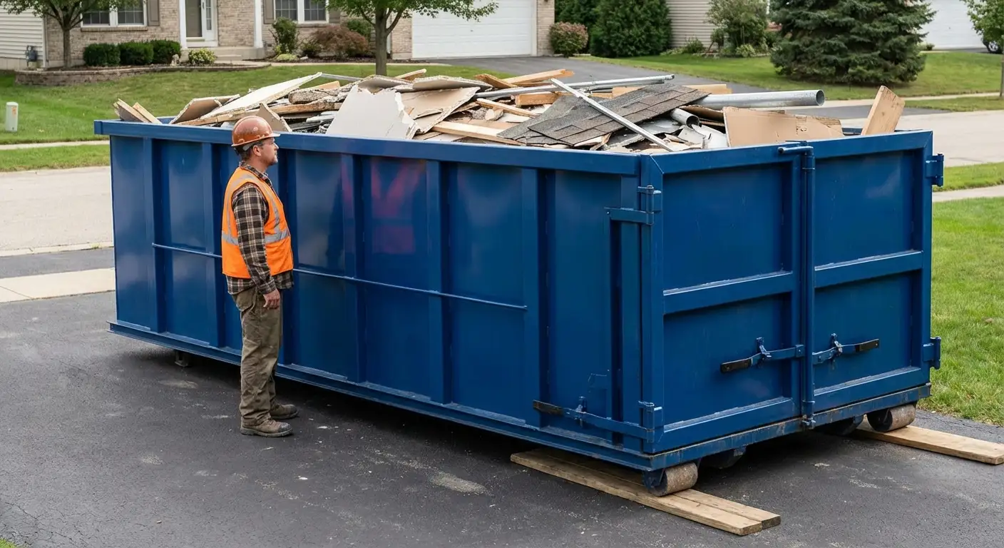 Dumpster loaded correctly to avoid overage fees in South Bend, IN