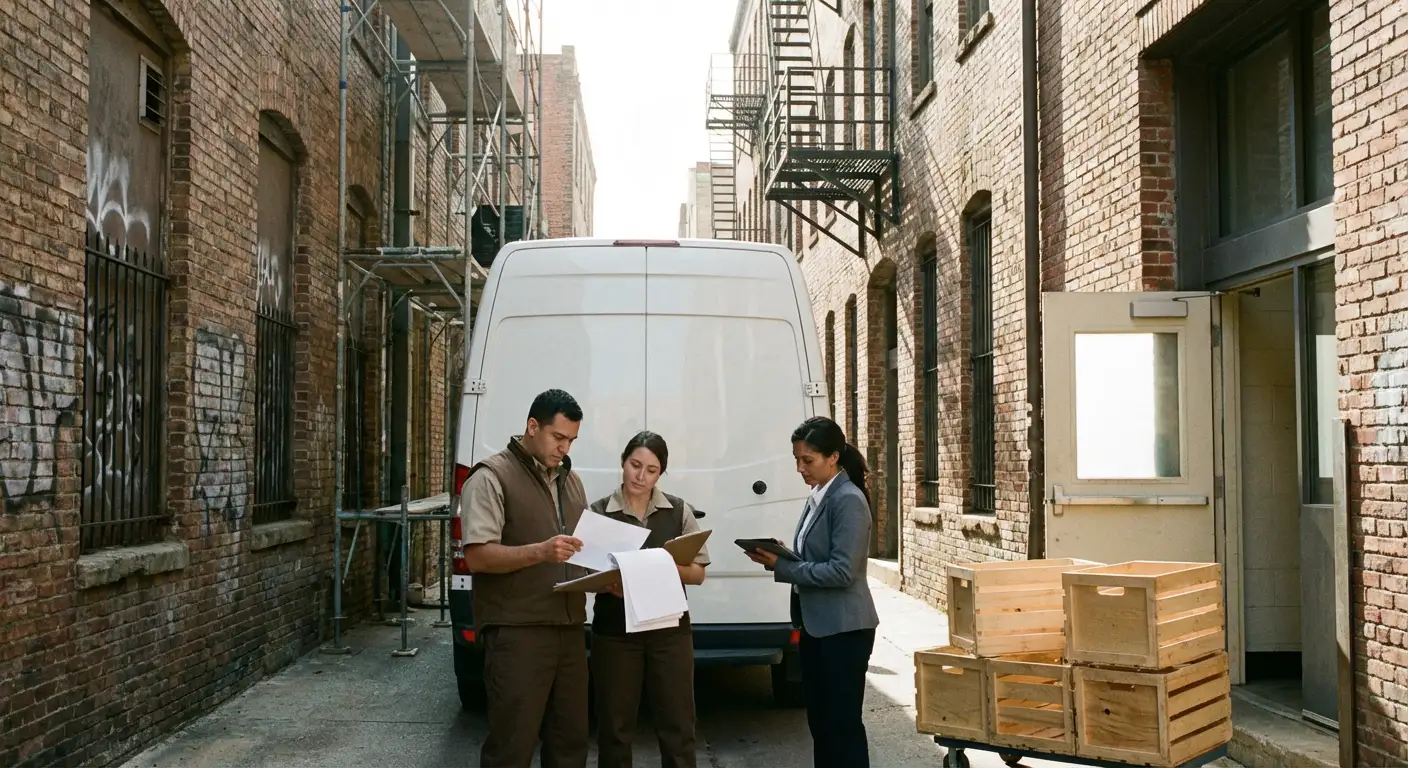 South Bend alley delivery access and clearance check