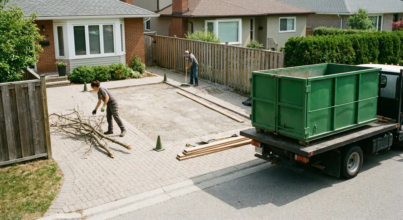 Preparing site for 10-yard dumpster delivery in South Bend, IN