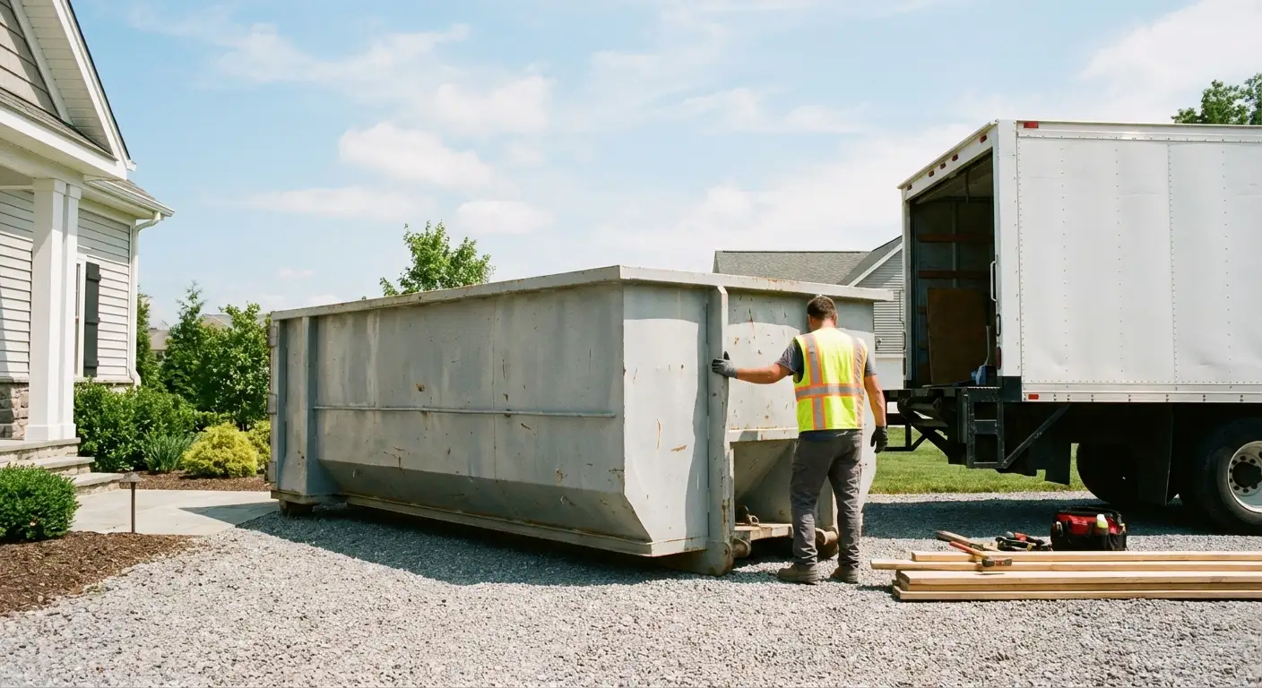 Roll-off dumpster dimensions and footprint visualization in South Bend, IN