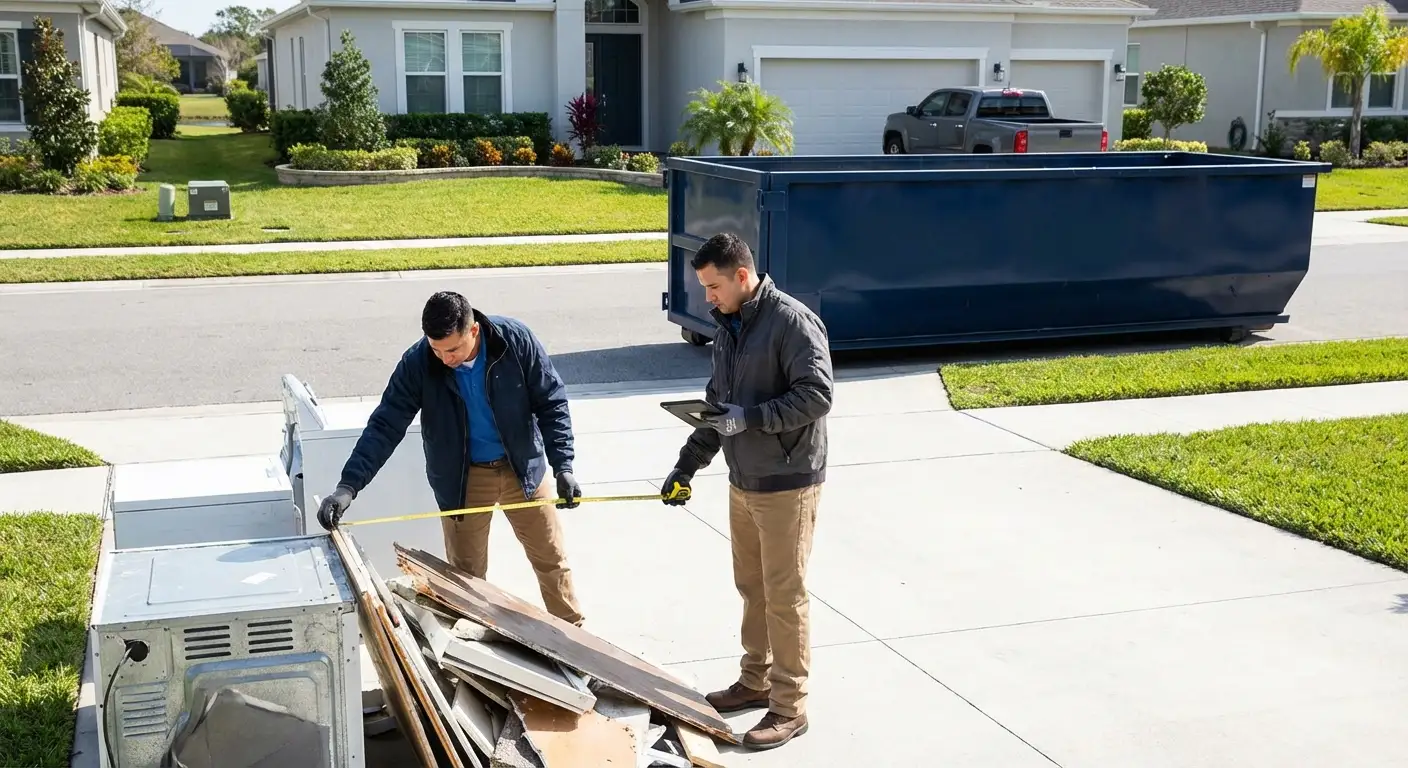 Concrete dumpster rental delivery truck in South Bend, IN