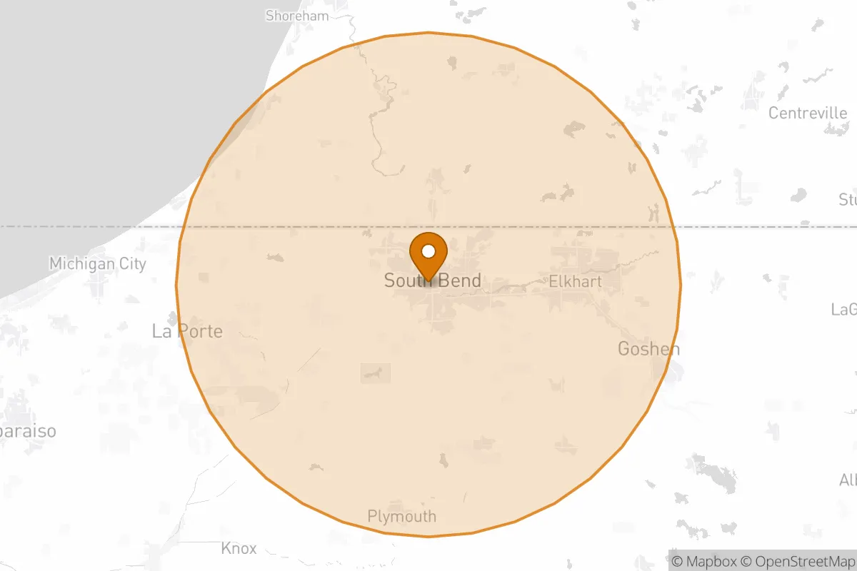 service area service area map in South Bend, IN